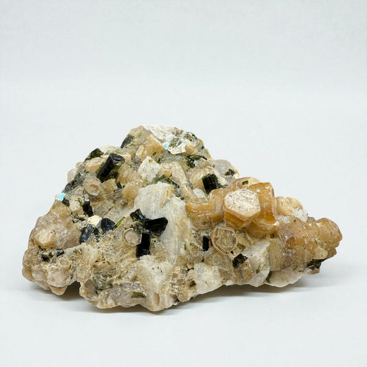 Green Tourmaline on Feldspar - Skardu Pakistan - 422g - 10.5x8.5x4 cm