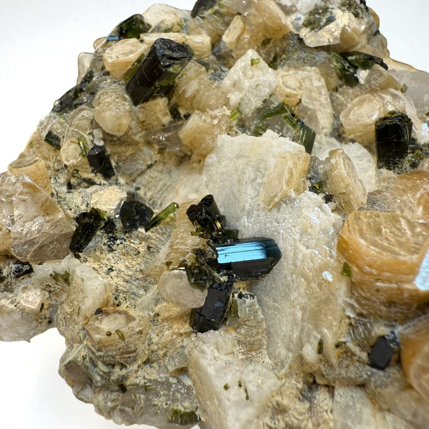 Green Tourmaline on Feldspar - Skardu Pakistan - 422g - 10.5x8.5x4 cm