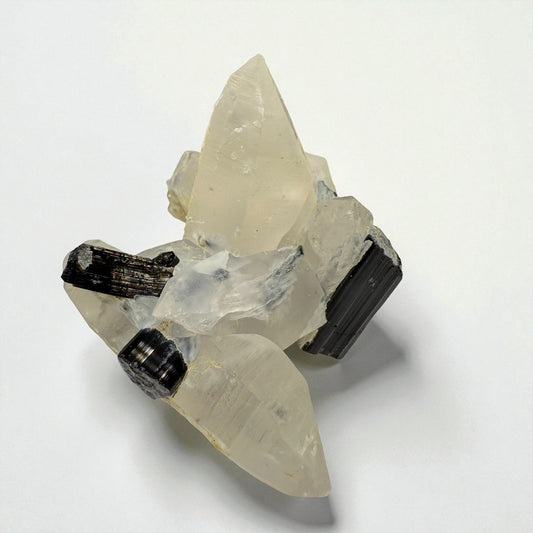 Black Tourmaline on Quartz - Skardu Pakistan - 70g - 5x5x4 cm