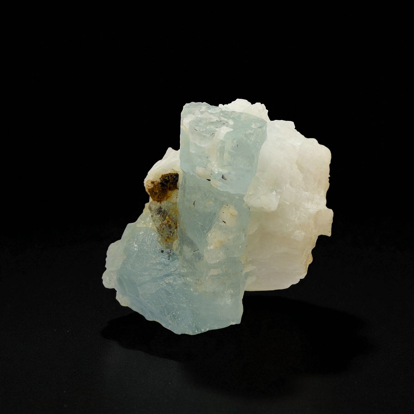 Water Etched Aquamarine Crystal on Feldspar Matrix - 35g - 3.5.3x2.5cm