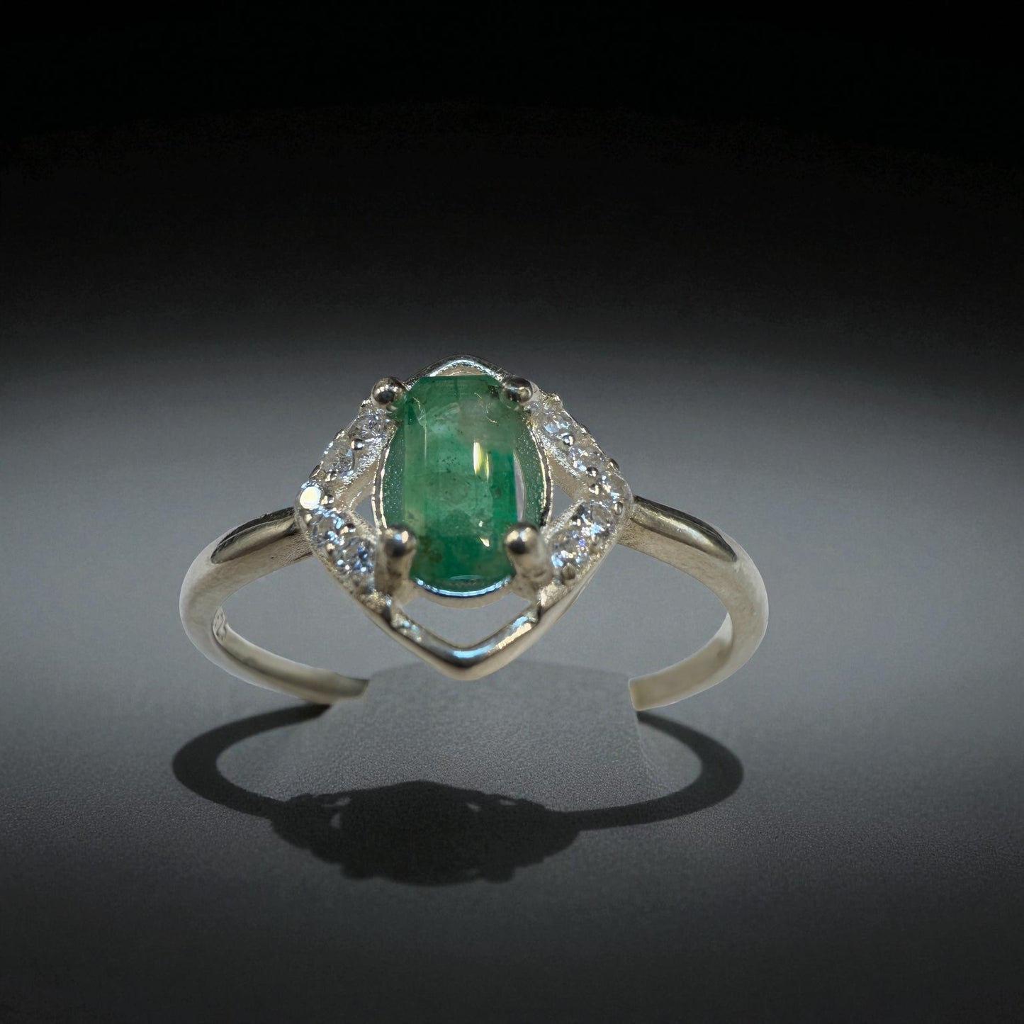 Natural Emerald Ring with Silver