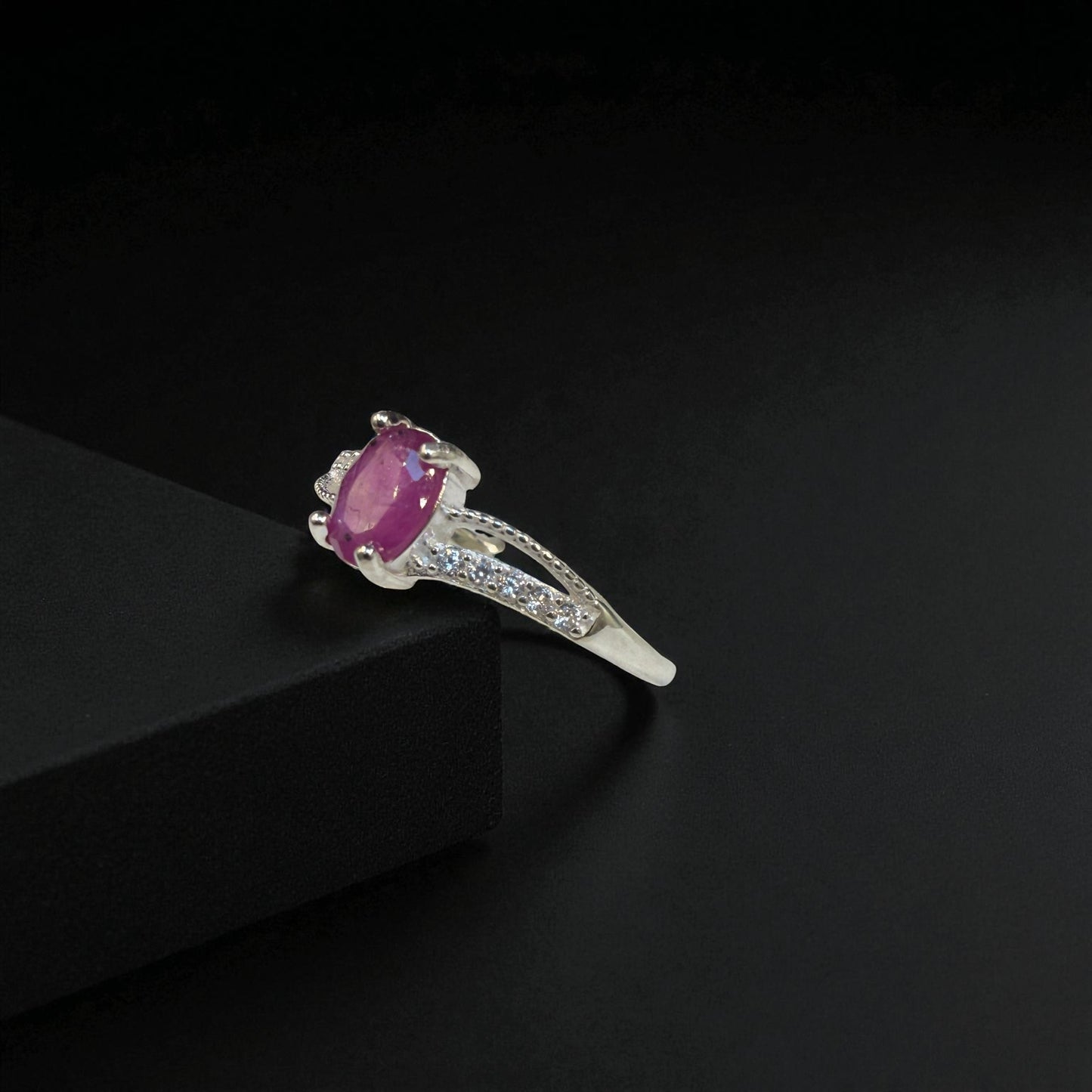 Natural Ruby Ring Oval Cut with Silver for Women