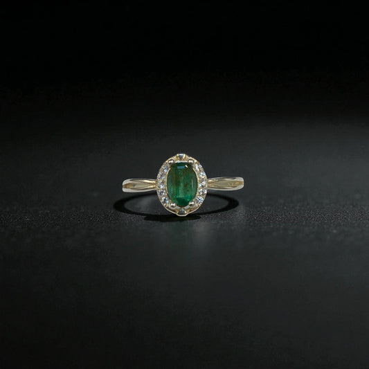 Natural Emerald Ring with Silver - Emerald Cut