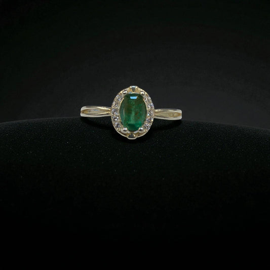 Natural Emerald Ring with Silver - Emerald Cut