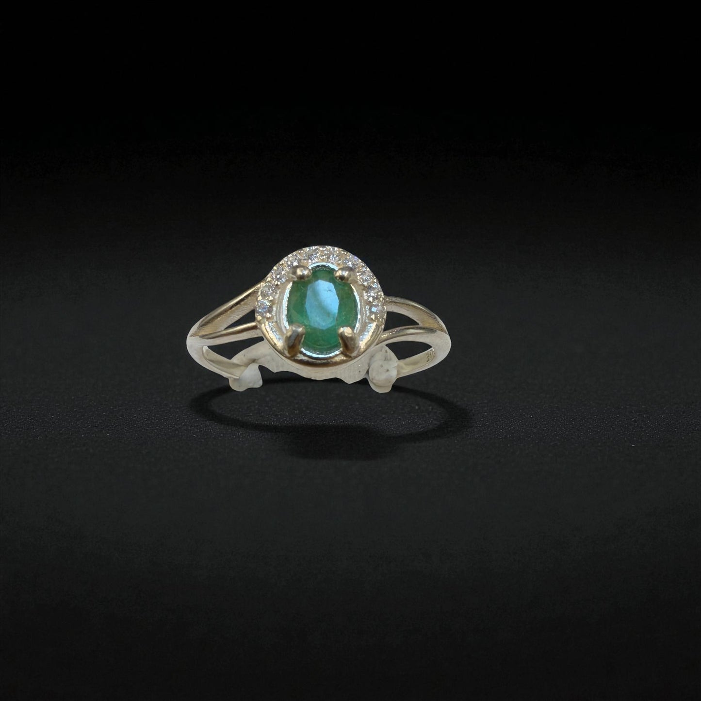 Natural Emerald Ring in Silver for Women