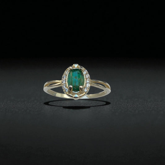 Natural Emerald Ring in Silver with quartz