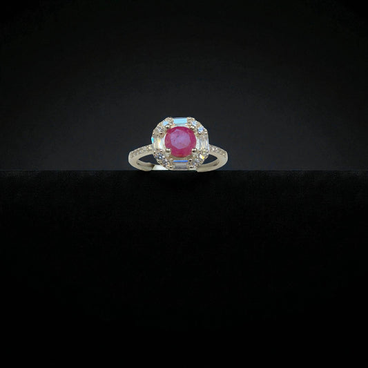 Natural Ruby Gemstone Ring Round Cut – Modern Minimalist Design