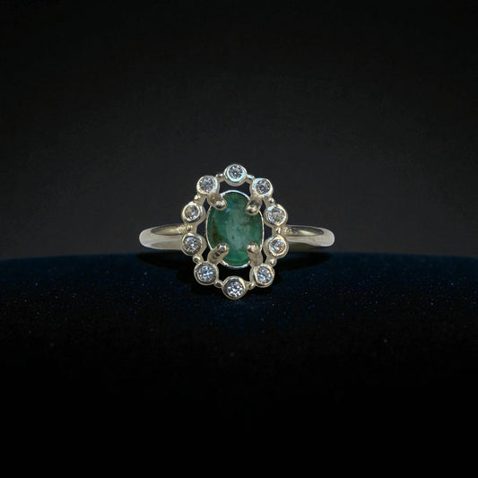 Natural Emerald Ring in Silver with unique design