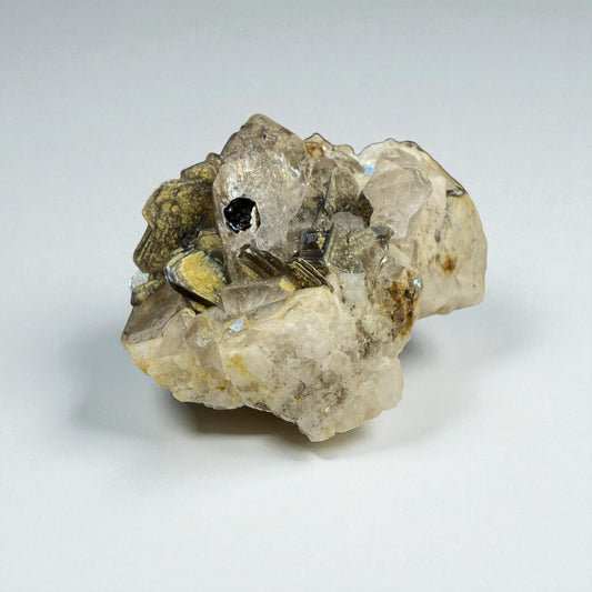 Black Tourmaline on Quartz Crystal and Muscovite from Gilgit | 55g - 5x3.5x3 cm