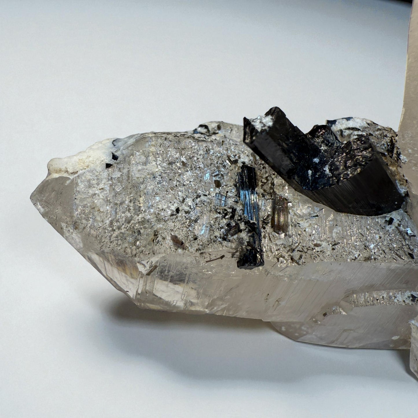 Black Tourmaline on Quartz Crystal from Gilgit | 56g - 6.5x4.5x3 cm