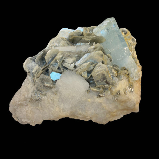Aquamarine Crystal with Muscovite - Nagar Valley - 715g - 11x8.5x8 cm