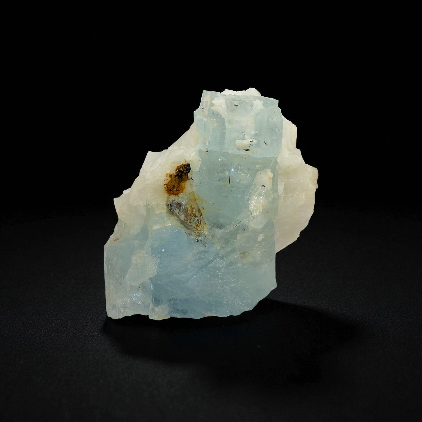 Water Etched Aquamarine Crystal on Feldspar Matrix - 35g - 3.5.3x2.5cm