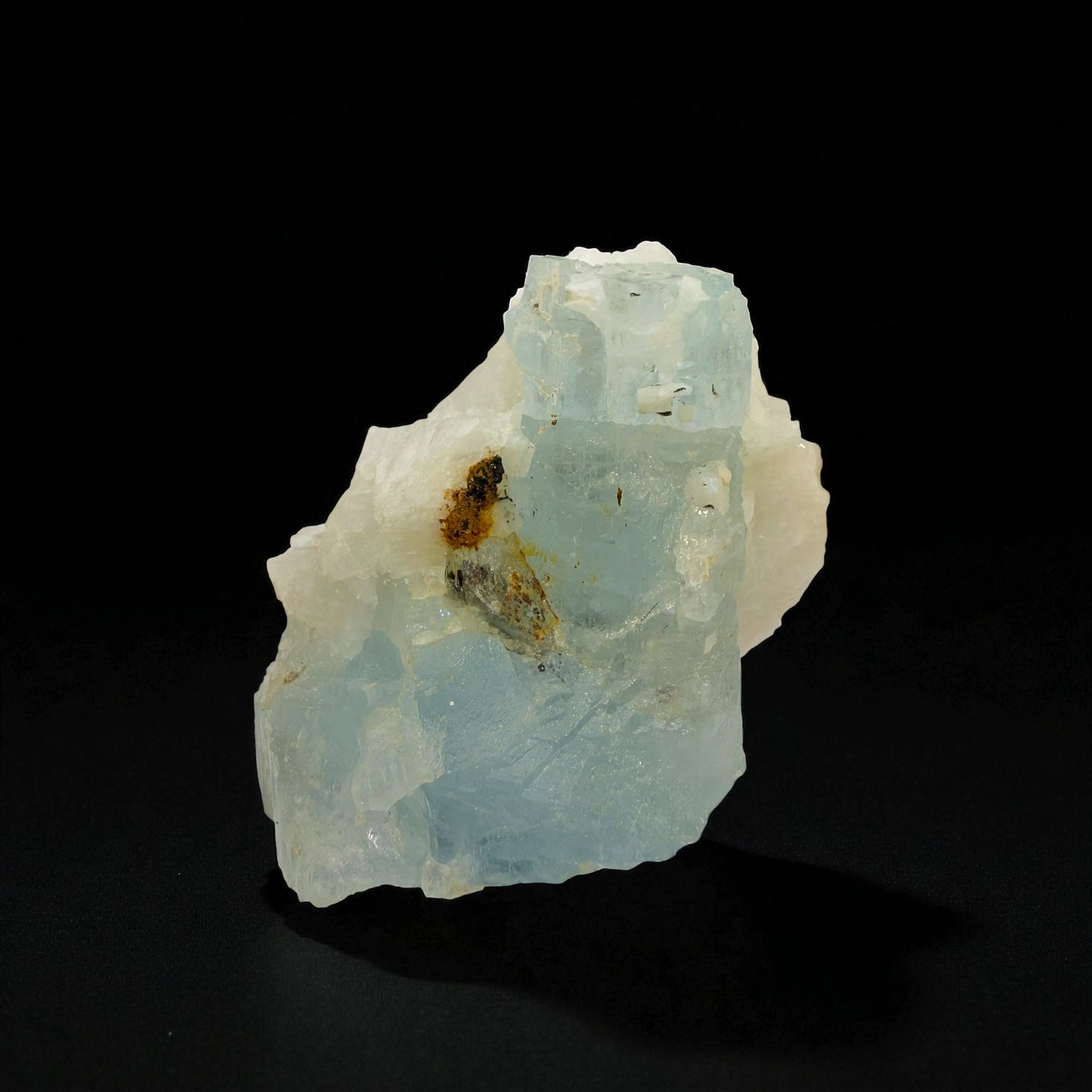 Water Etched Aquamarine Crystal on Feldspar Matrix - 35g - 3.5.3x2.5cm