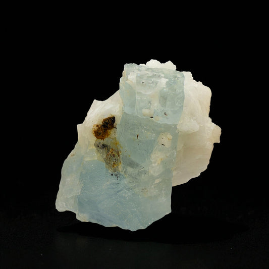 Water Etched Aquamarine Crystal on Feldspar Matrix - 35g - 3.5.3x2.5cm