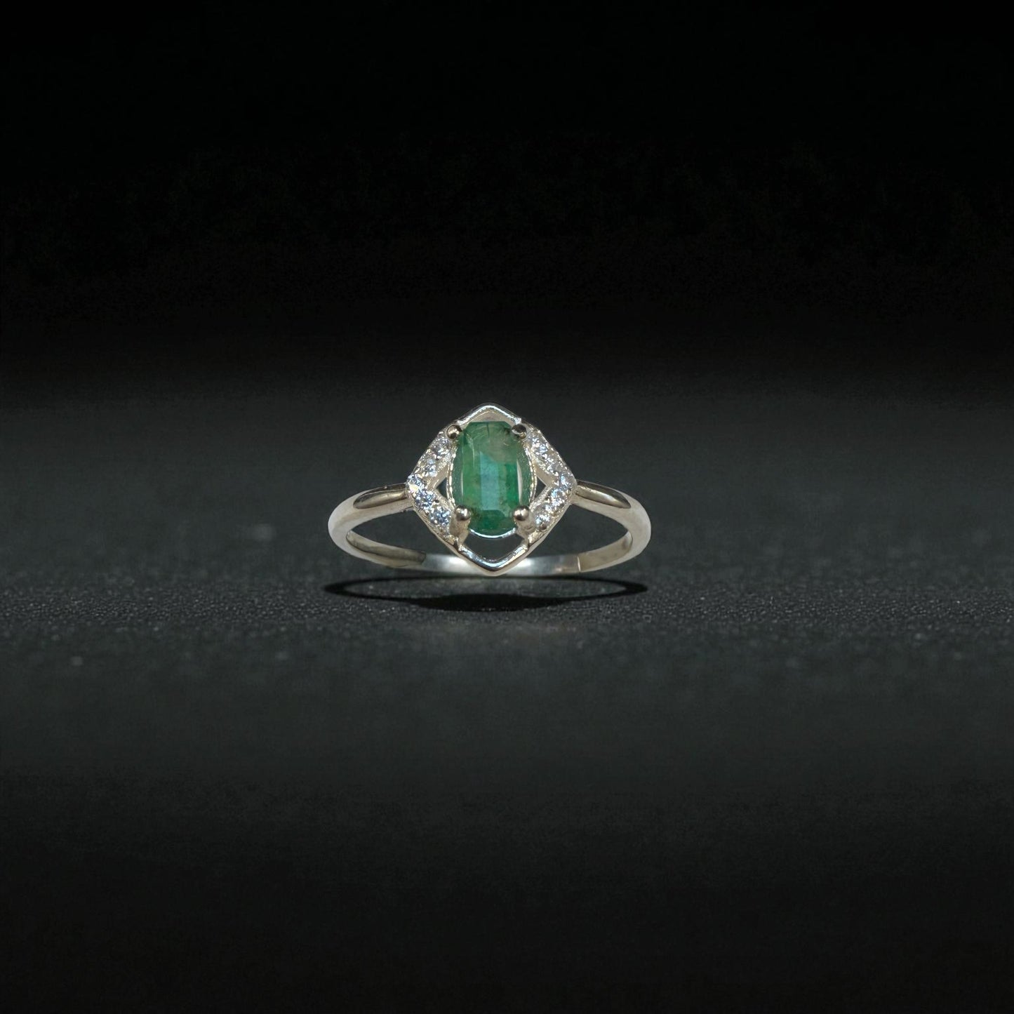 Natural Emerald Ring with Silver