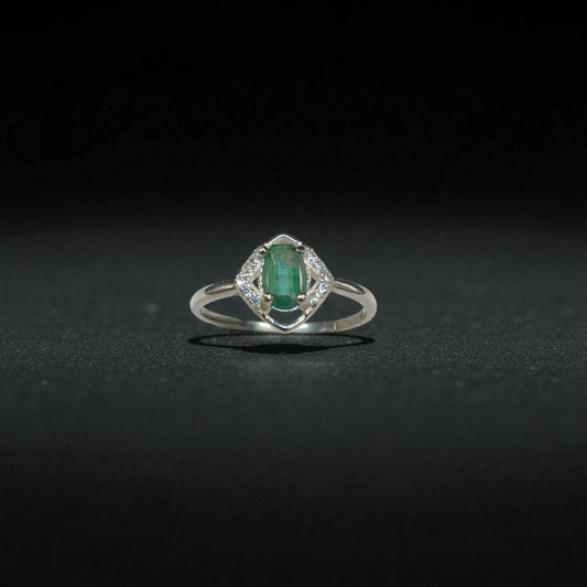 Natural Emerald Ring with Silver