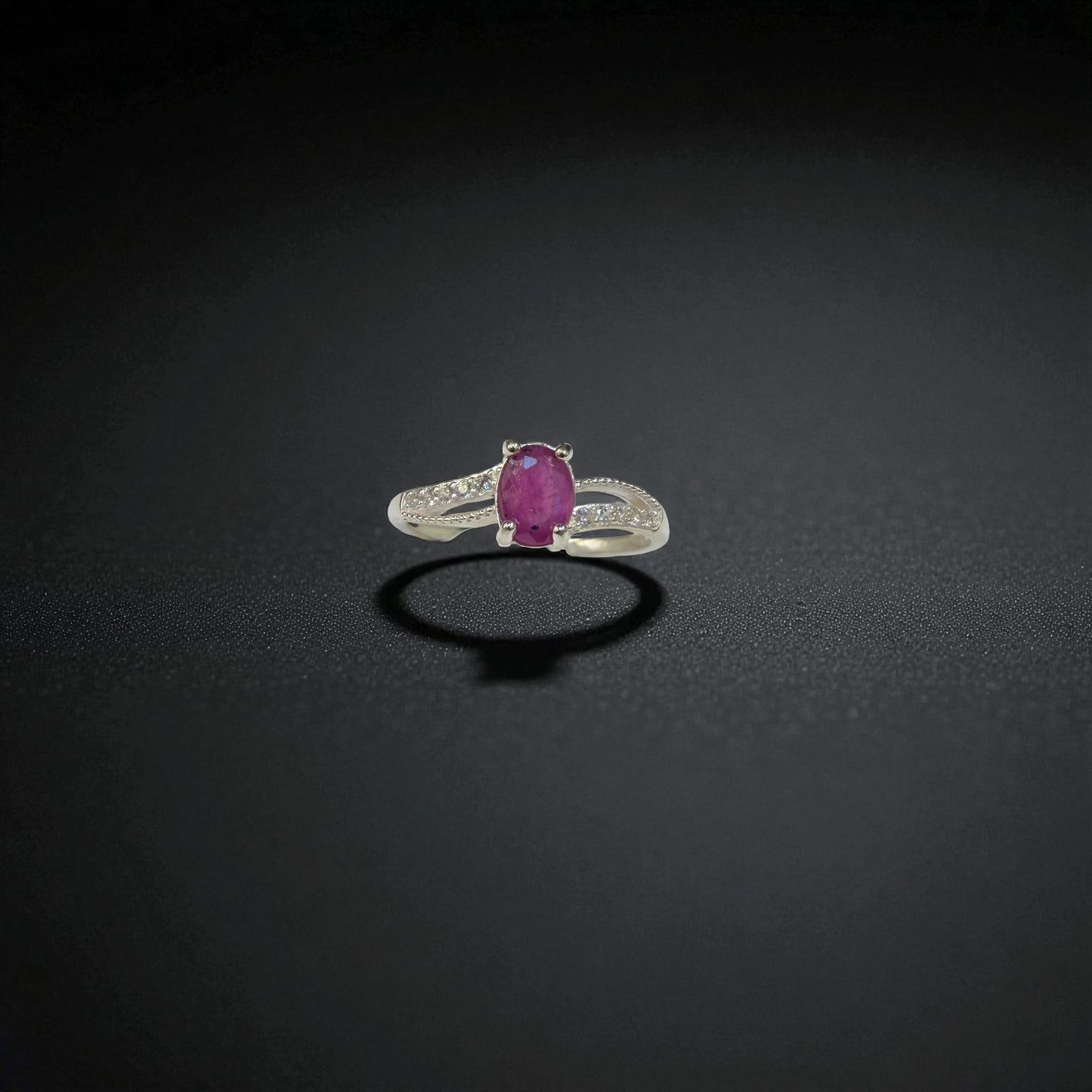 Natural Ruby Ring Oval Cut with Silver for Women