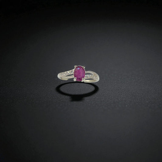 Natural Ruby Ring Oval Cut with Silver for Women