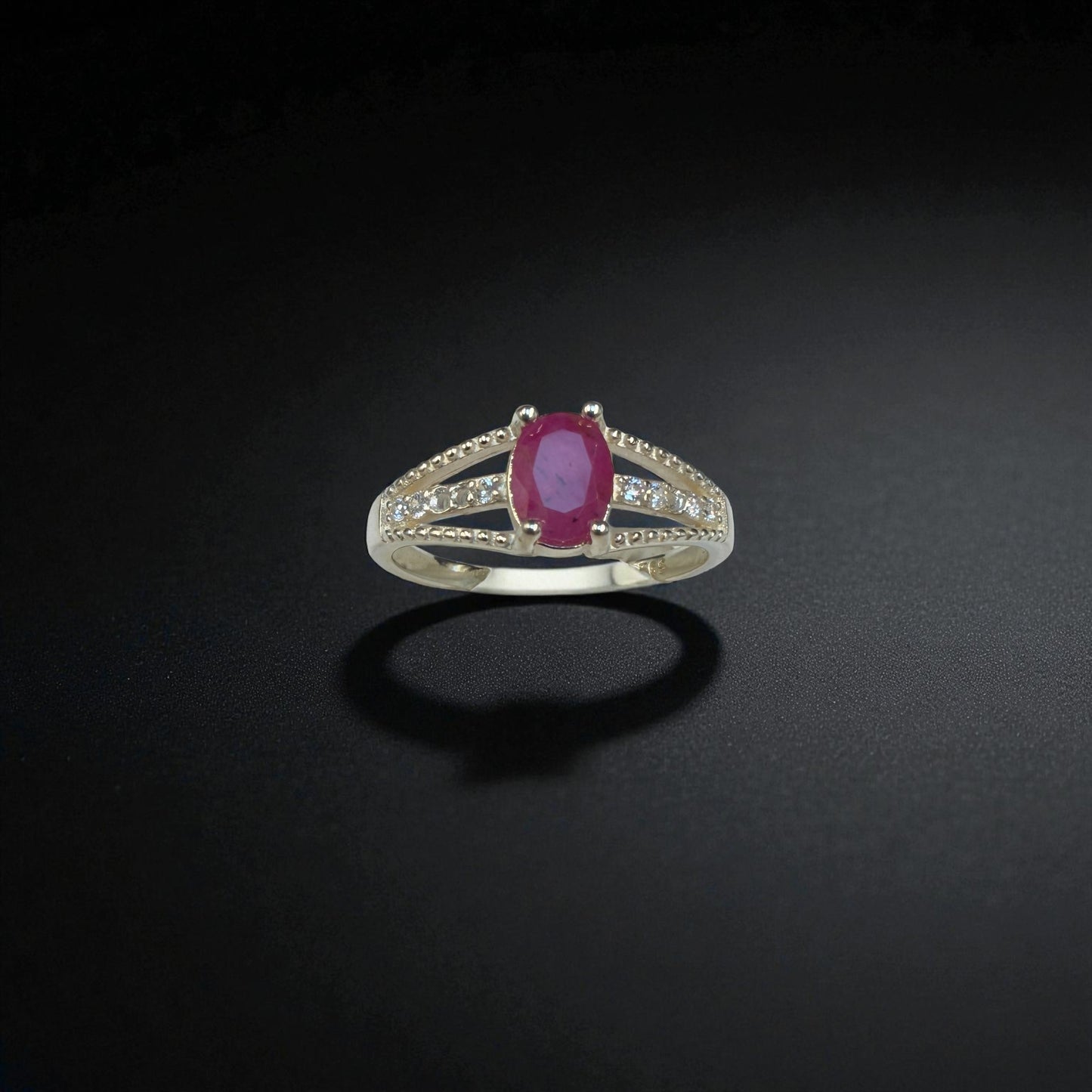 Ruby Engagement Ring – Brilliant Red Gem on Silver Band