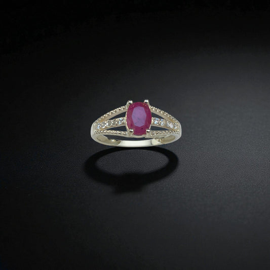 Ruby Engagement Ring – Brilliant Red Gem on Silver Band