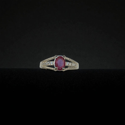 Ruby Engagement Ring – Brilliant Red Gem on Silver Band