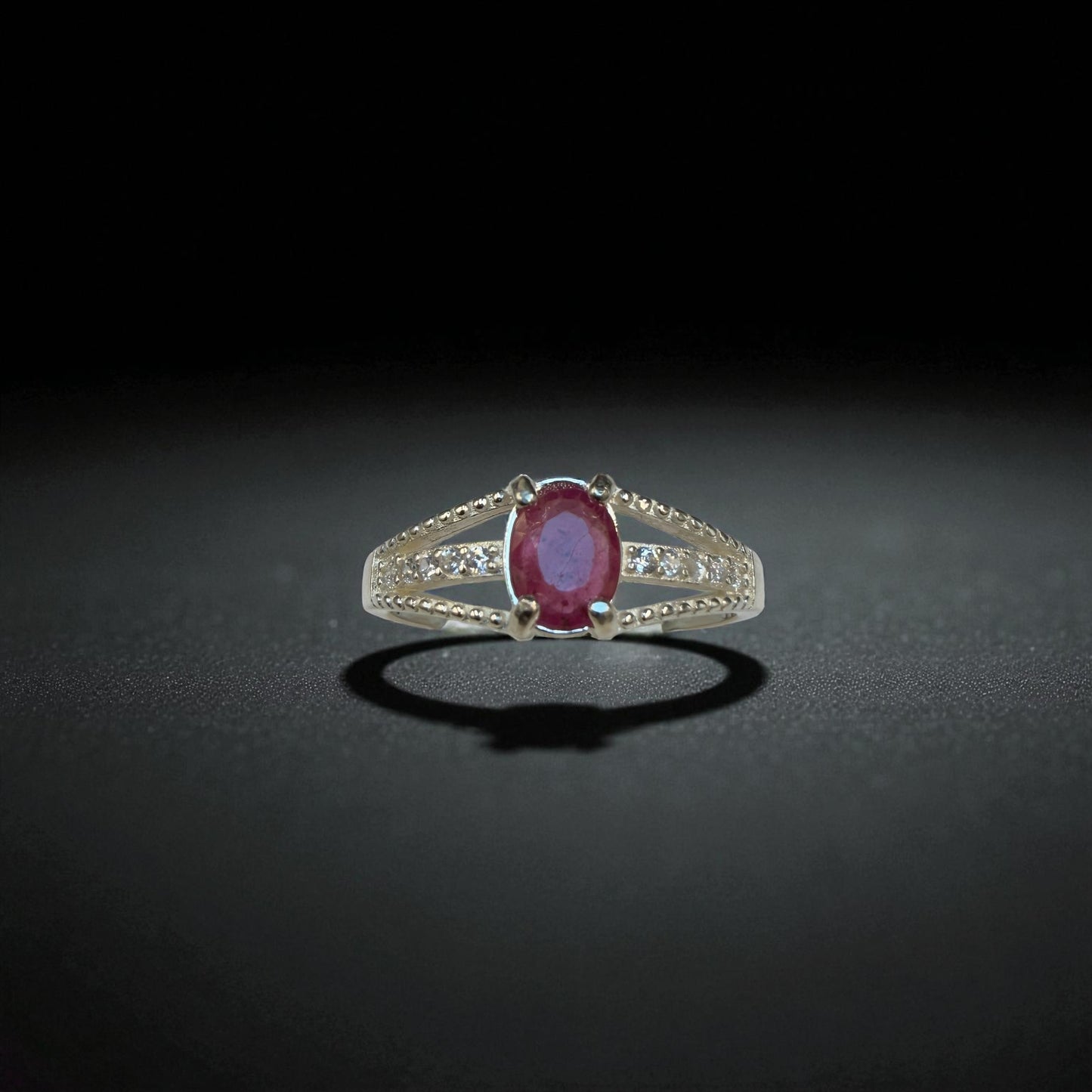 Natural Ruby Gemstone Ring – Vibrant Red Stone on Elegant Silver Band