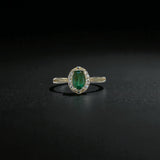Natural Emerald Ring with Silver - Emerald Cut