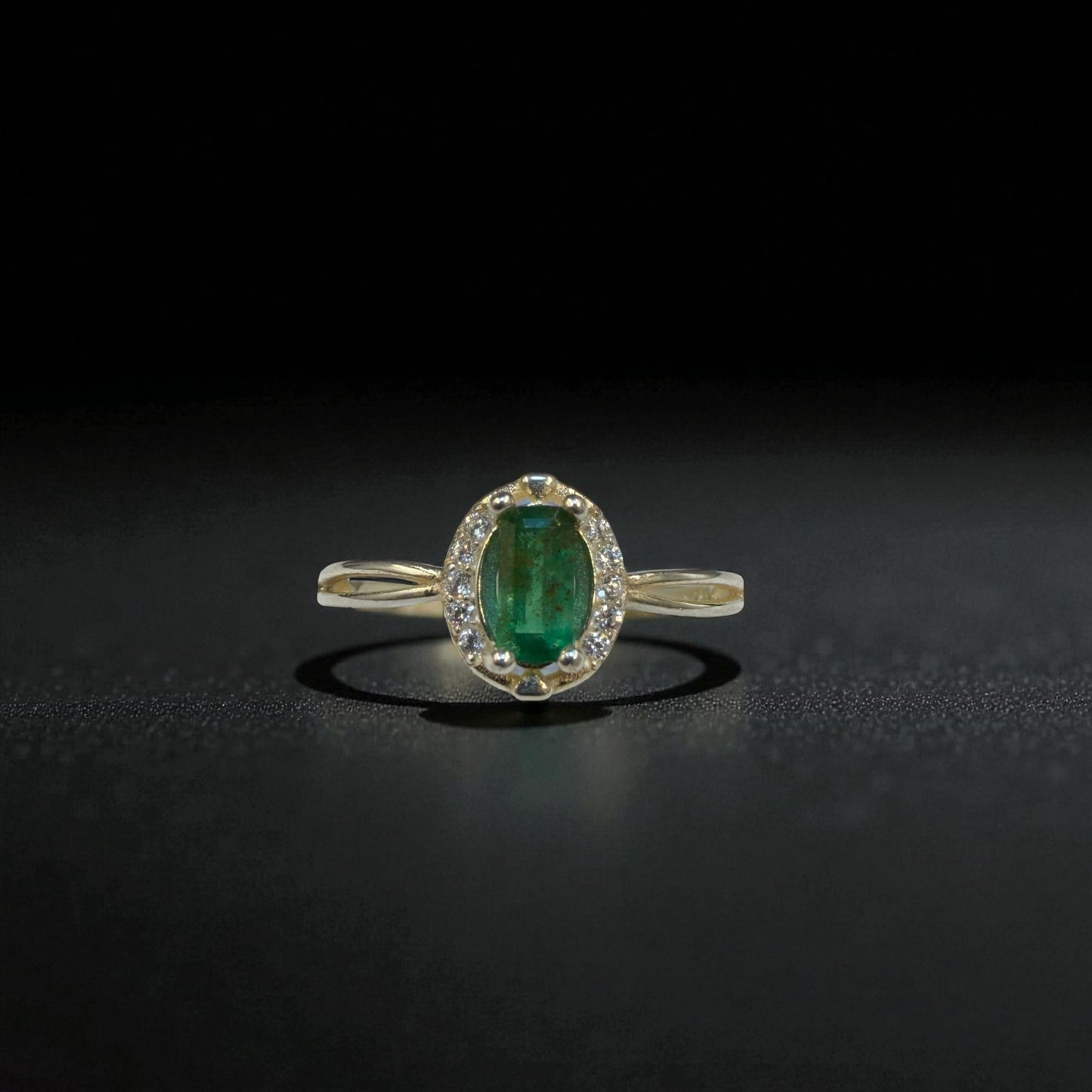 Natural Emerald Ring with Silver - Emerald Cut