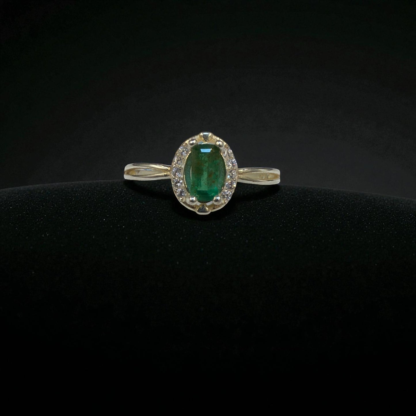 Natural Emerald Ring with Silver - Emerald Cut