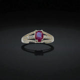 Vintage Ruby Ring – Oval Red Stone in Classic Silver Style