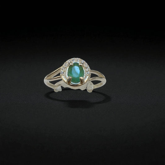 Natural Emerald Ring in Silver for Women