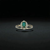 Natural Emerald Ring in Silver with quartz