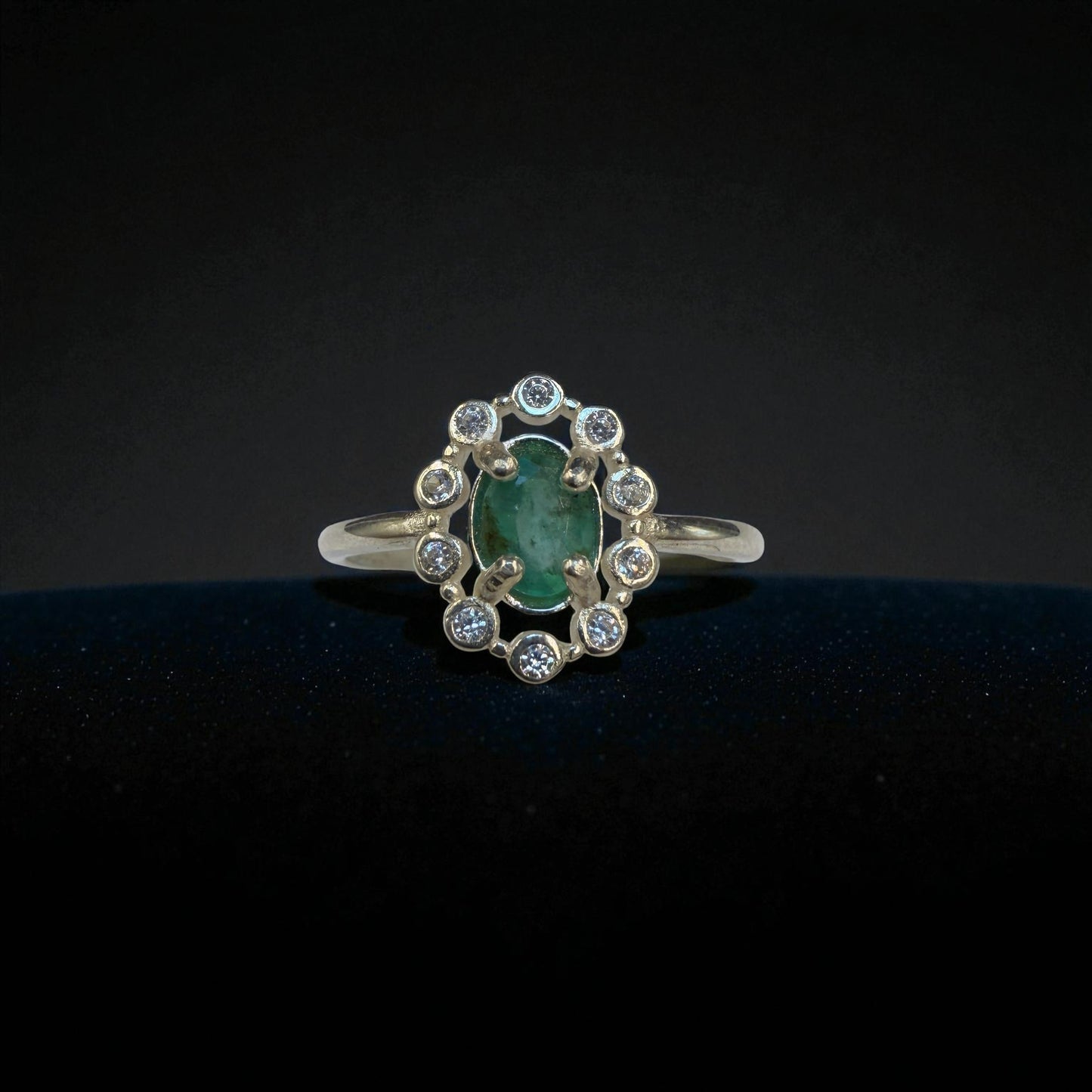 Natural Emerald Ring in Silver with unique design