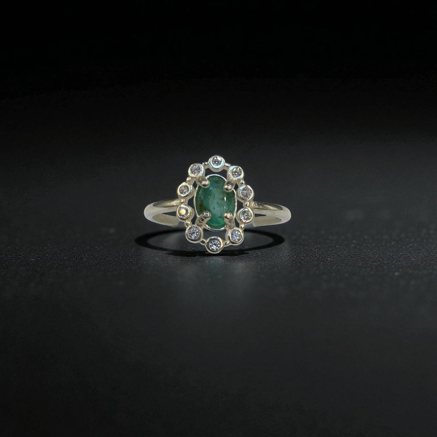 Natural Emerald Ring in Silver with unique design