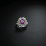 Natural Ruby Ring Oval Cut with Sparkling Accents