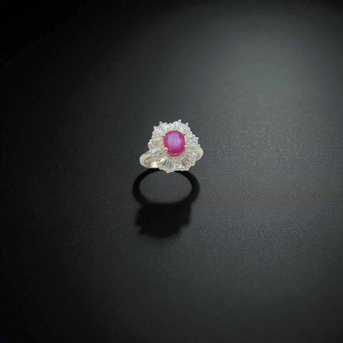 Natural Ruby Ring Oval Cut with Sparkling Accents