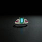 Natural Emerald Ring with Ruby Accents - Sterling Silver Ring